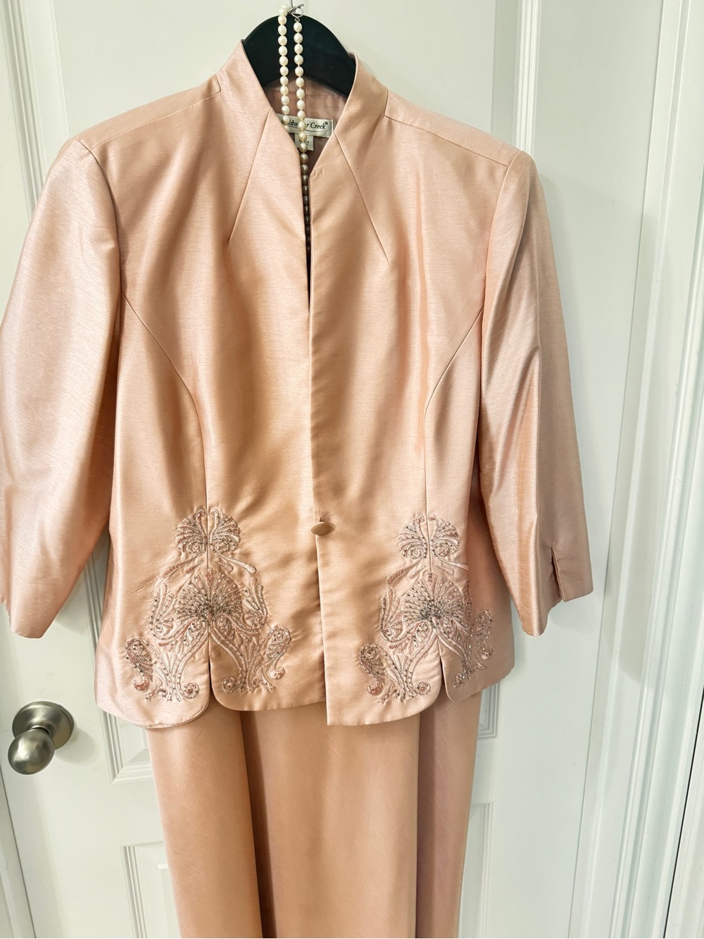 Coldwater Creek Pink Embroidered Wedding Jacket Dress Set
